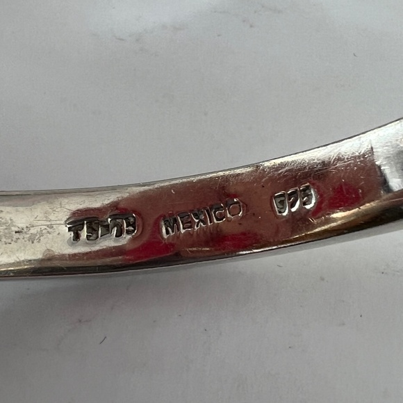 Vintage Taxco Silver Bracelet Modernist Chunky 925 Hinged Bangle - Picture 5 of 16